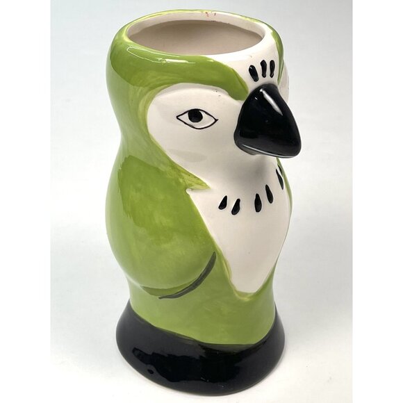 VTG CARNIVAL CRUISE Green Ceramic Parrot Macaw Bird Tiki VASE Planter 6.25" EUC - Picture 2 of 6